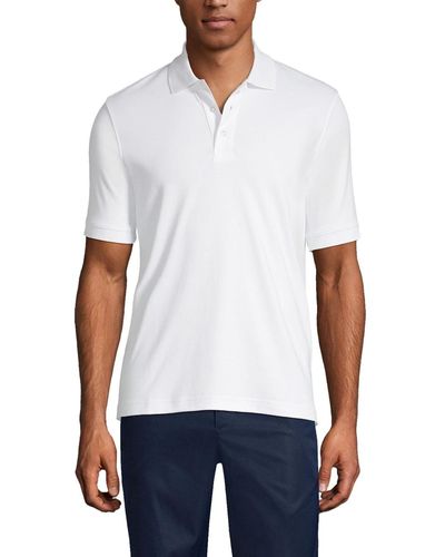 Lands' End School Uniform Short Sleeve Interlock Polo Shirt - White