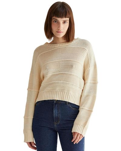 Crescent Cassi Textured Shadow Stripe Sweater - Natural