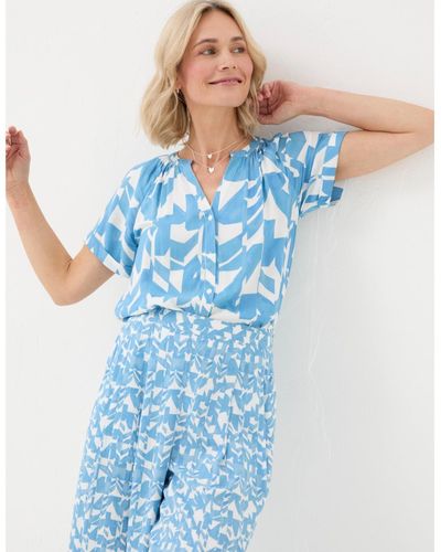 FatFace Willow Med Geo Blouse - Blue