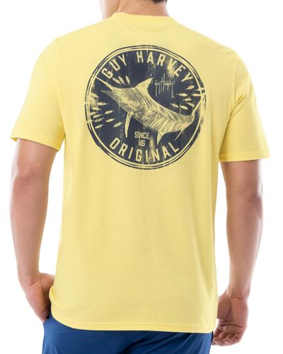 Guy Harvey Short Sleeve Crewneck Graphic Pocket T-shirt - Yellow