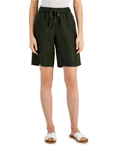 Eileen Fisher Organic Linen Drawstring Shorts - Green