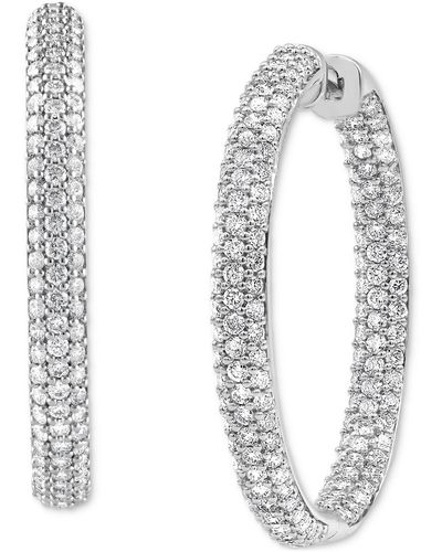 Badgley Mischka Lab Grown Diamond In & Out Medium Hoop Earrings (3 Ct. T.w. - White