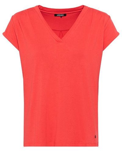 Olsen Cap Sleeve Solid T-shirt - Red