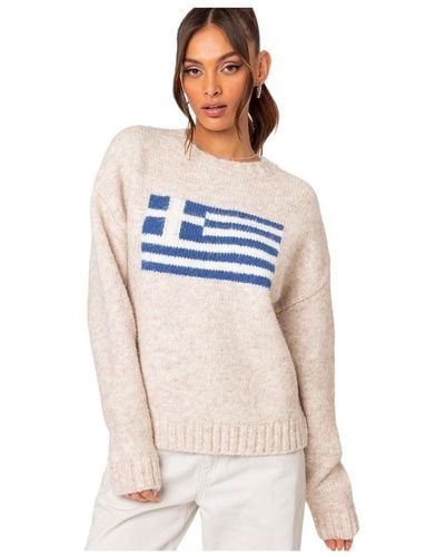 Edikted Greece Oversized Chunky Knit Sweater - White