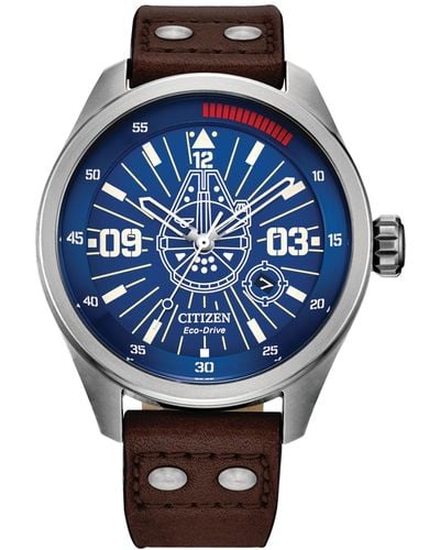 Citizen Eco-drive Star Wars Han Solo Leather Strap Watch 43mm - Blue