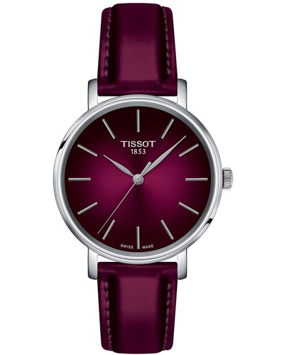 Tissot Swiss Everytime Faux Leather Strap Watch 34mm - Purple