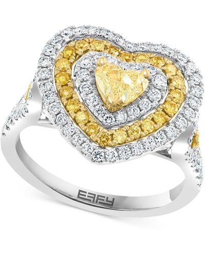 Effy Effy White & Yellow Diamond Heart Ring (1-1/3 Ct. T.w.