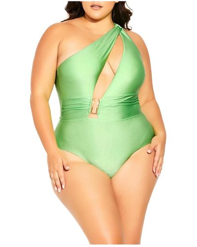 City Chic Plus Size Amara 1 Piece Swimsuit - Green