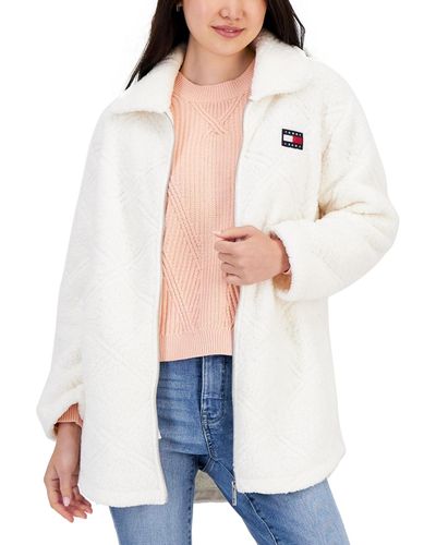 Tommy Hilfiger Quilted Sherpa Car Coat - White