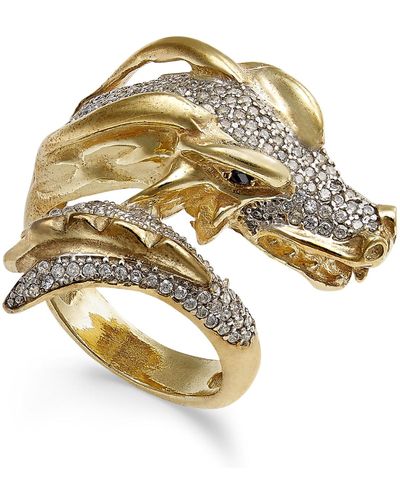 Macy's Diamond Dragon Bypass Ring (1 Ct. T.w.) In 14k Gold-plated Sterling Silver - Metallic