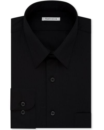 Van Heusen Big & Tall Classic/regular Fit Wrinkle Free Poplin Solid Dress Shirt - Black
