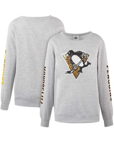 Cuce Pittsburgh Penguins Sequin Pullover Sweatshirt - Gray