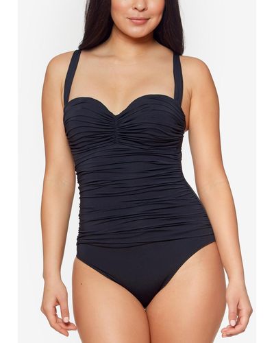 Bleu Rod Beattie Kore Shirred Bandeau One-piece Swimsuit - Black