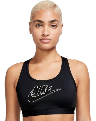 Nike Swoosh Logo Medium-support Padded Sport Bra - Black