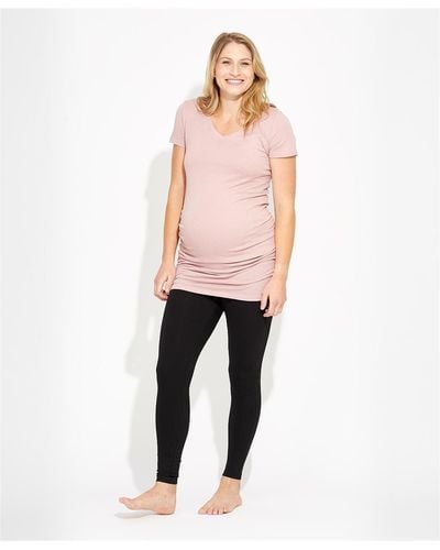 Pact Maternity Ruched V-neck Tee - Pink