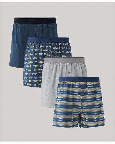 Pact Everyday Knit Boxer 4-pack - Blue