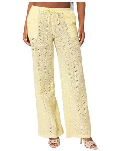 Edikted Lemon Lacey Cotton Pants - Yellow
