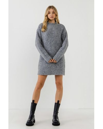 English Factory Long-sleeved Sweater Dress - Gray