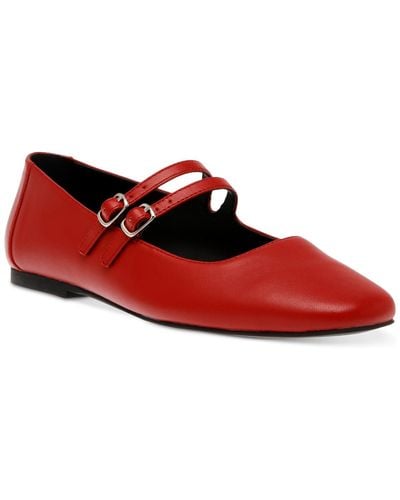 Steve Madden Alisah Double-buckle Mary Jane Flats - Red