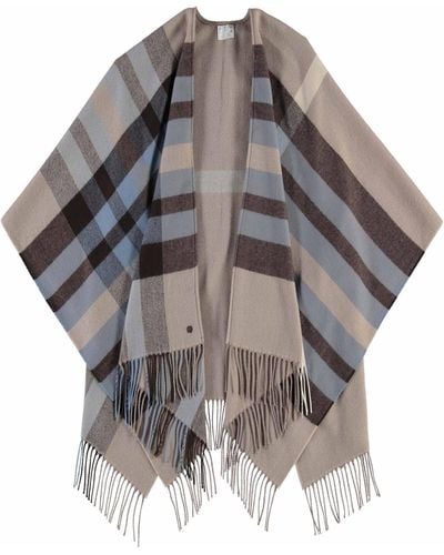 Fraas Exploded Plaid Ruana With Fringe-trim - Gray