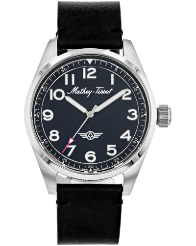 Mathey-Tissot Heritage Collection Three Hand Genuine Leather Strap Watch - Gray