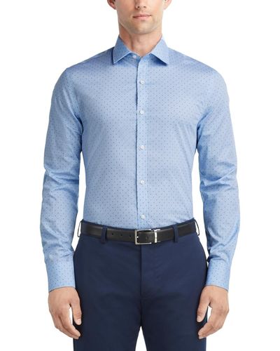 Tommy Hilfiger Slim-fit Wrinkle-free Stretch Twill Dress Shirt - Blue