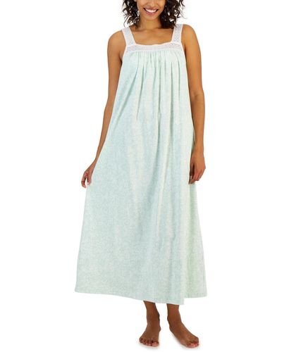 Charter Club Cotton Printed Lace-trim Nightgown - Green