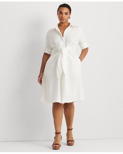 Lauren by Ralph Lauren Plus-size Linen Shirtdress - White