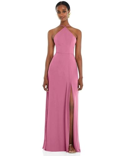 Lovely Diamond Halter Maxi Dress - Pink