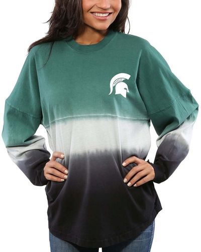 Spirit Jersey Michigan State Spartans Ombre Long Sleeve Dip-dyed T-shirt - Green