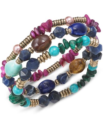 Style & Co. 3-pc. Set Mixed Bead Stretch Bracelets - Blue