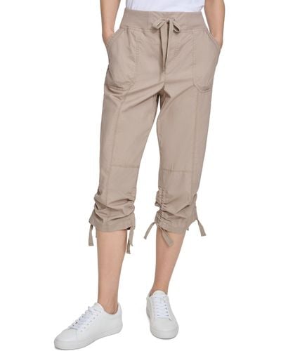 Calvin Klein Convertible Cargo Capri Pants - Natural