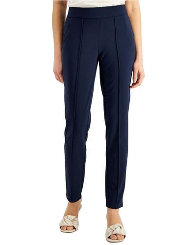 Alfani Front-seam Tapered Pants, Created For Macy's - Blue