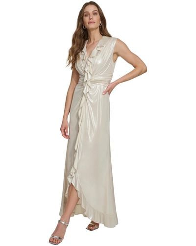DKNY Ruffled High-low Gown - White