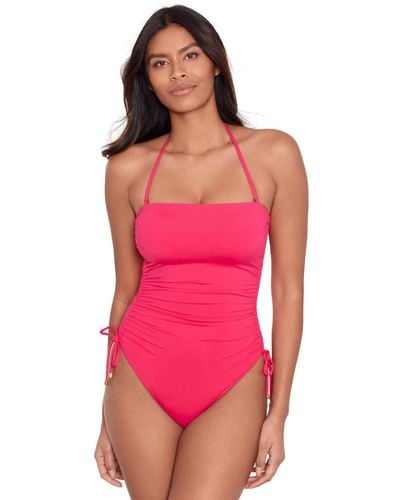 Lauren by Ralph Lauren Halter-neck Side-tie One-piece Swimsuit - Pink