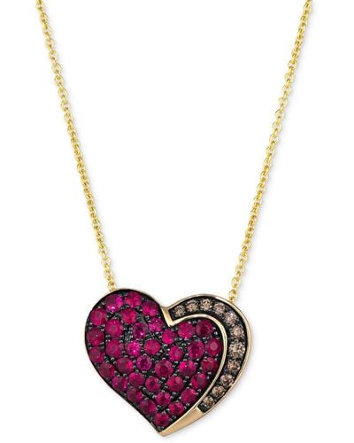 Le Vian Godiva X Strawberry And Chocolate Heart Pendant Necklace Featuring Passion Ruby (3/4 Ct. T.w. - Purple