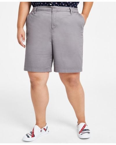 Tommy Hilfiger Plus Size Hollywood Bermuda Shorts - Gray
