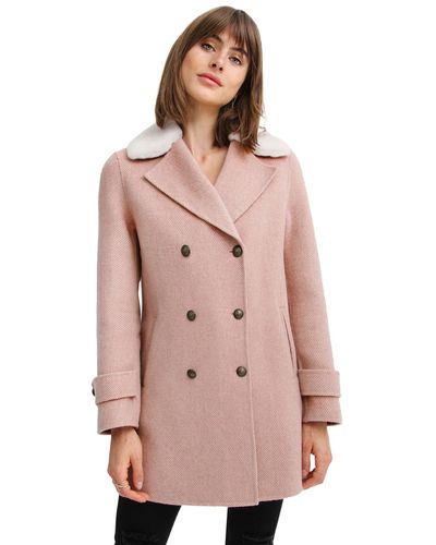 Belle & Bloom Liberty Sherpa Collar Wool Blend Coat - Pink