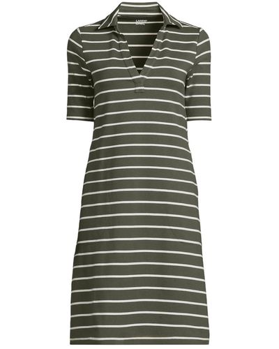 Lands' End Starfish Elbow Sleeve Polo Dress - Green