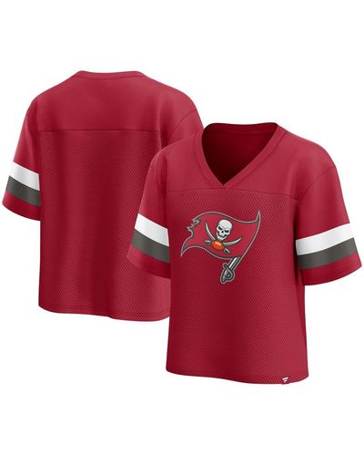 Fanatics Tampa Bay Buccaneers Established Jersey Cropped V-neck T-shirt - Red