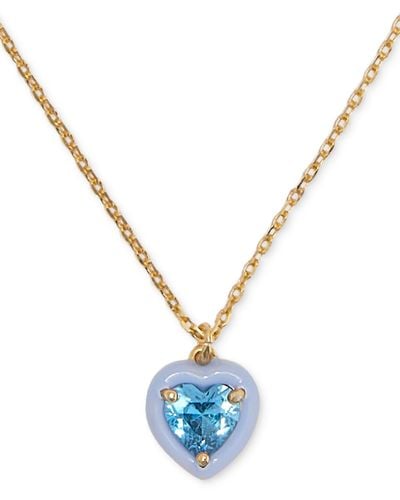 Kate Spade Cubic Zirconia Heart Halo Pendant Necklace - Blue