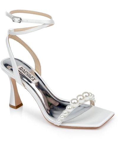 Badgley Mischka Cailey Pearl Embellished Evening Sandals - White