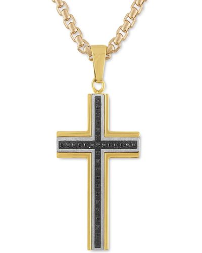 Macy's Diamond Cross 22" Pendant Necklace (1/6 Ct. T.w. - Metallic