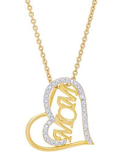 Macy's Diamond Accent 'mom' Heart Pendant Necklace - Metallic