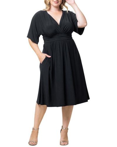 Kiyonna Plus Size Gia A-line Midi Dress - Black