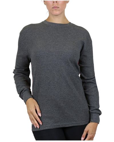 Galaxy By Harvic Loose Fit Waffle Knit Thermal Shirt - Gray