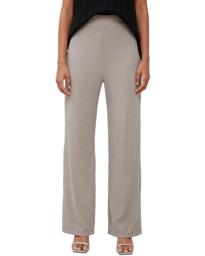 French Connection Plisse Pull-on Glitter Pants - Gray