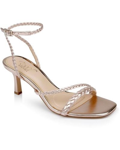 Badgley Mischka Helia Asymmetrical Evening Sandals - Metallic