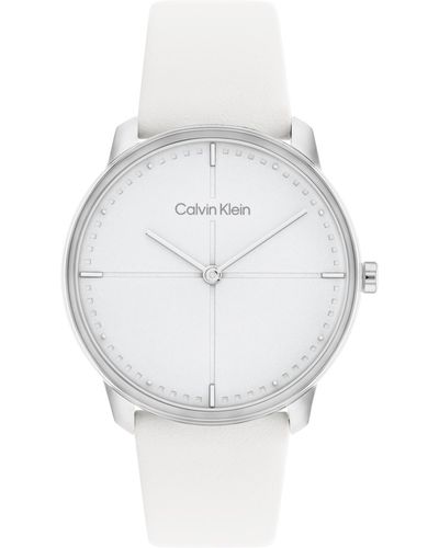 Calvin Klein Leather Strap Watch 35mm - Gray