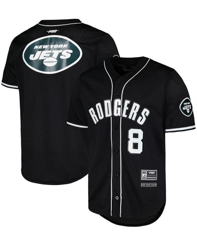 Pro Standard Aaron Rodgers New York Jets Mesh Baseball Button-up T-shirt - Black